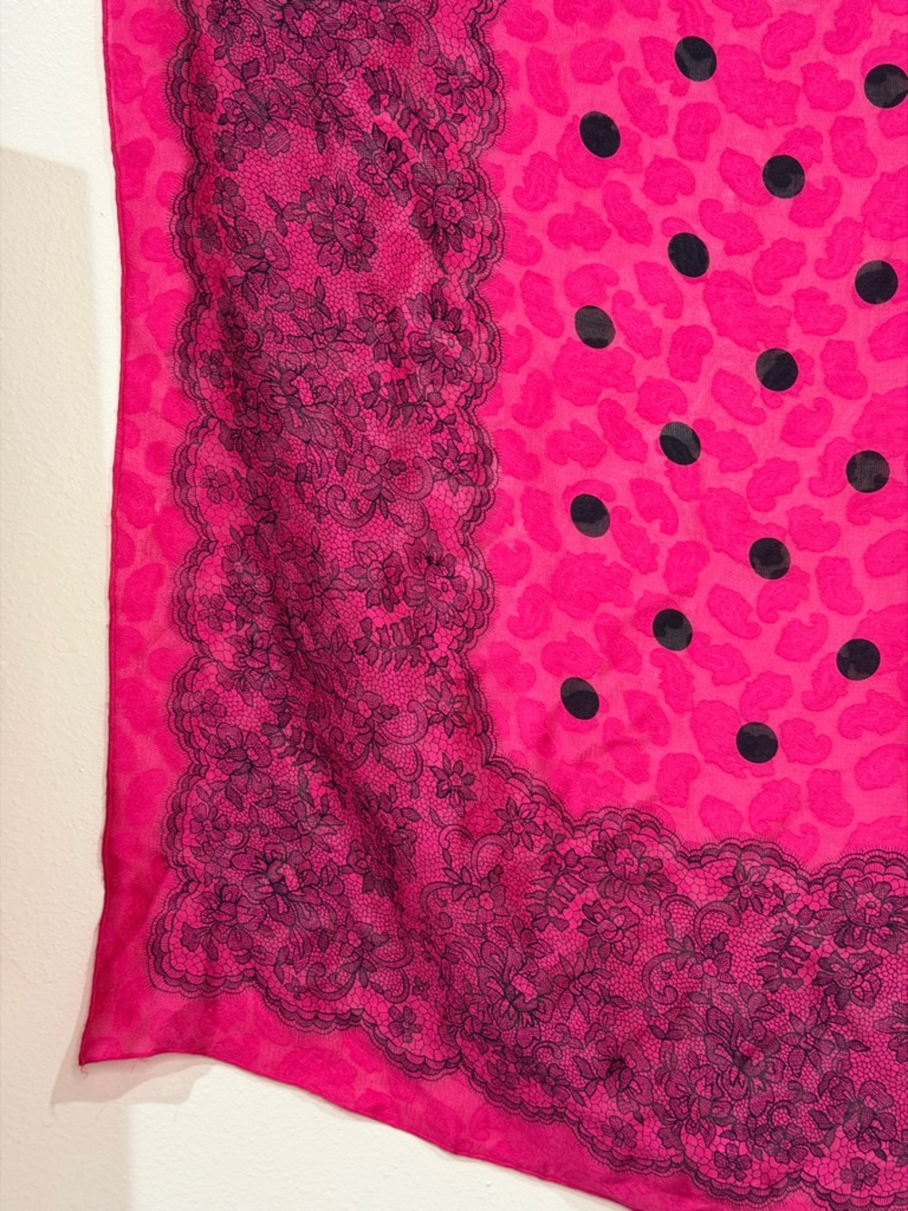 Givenchy Pink and Black Lace-Print Scarf - Picture 4 of 10